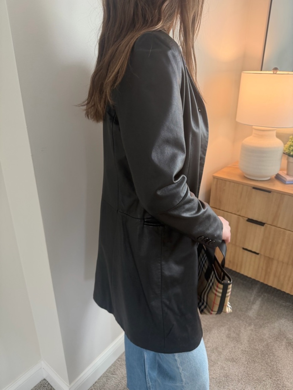 Ralph Lauren vintage Black Leather Longline Blazer Jacket - Picture 6 of 10